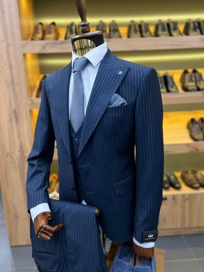 Костюм MAZALTOVMAN 3-ка премиум Синий в полоску