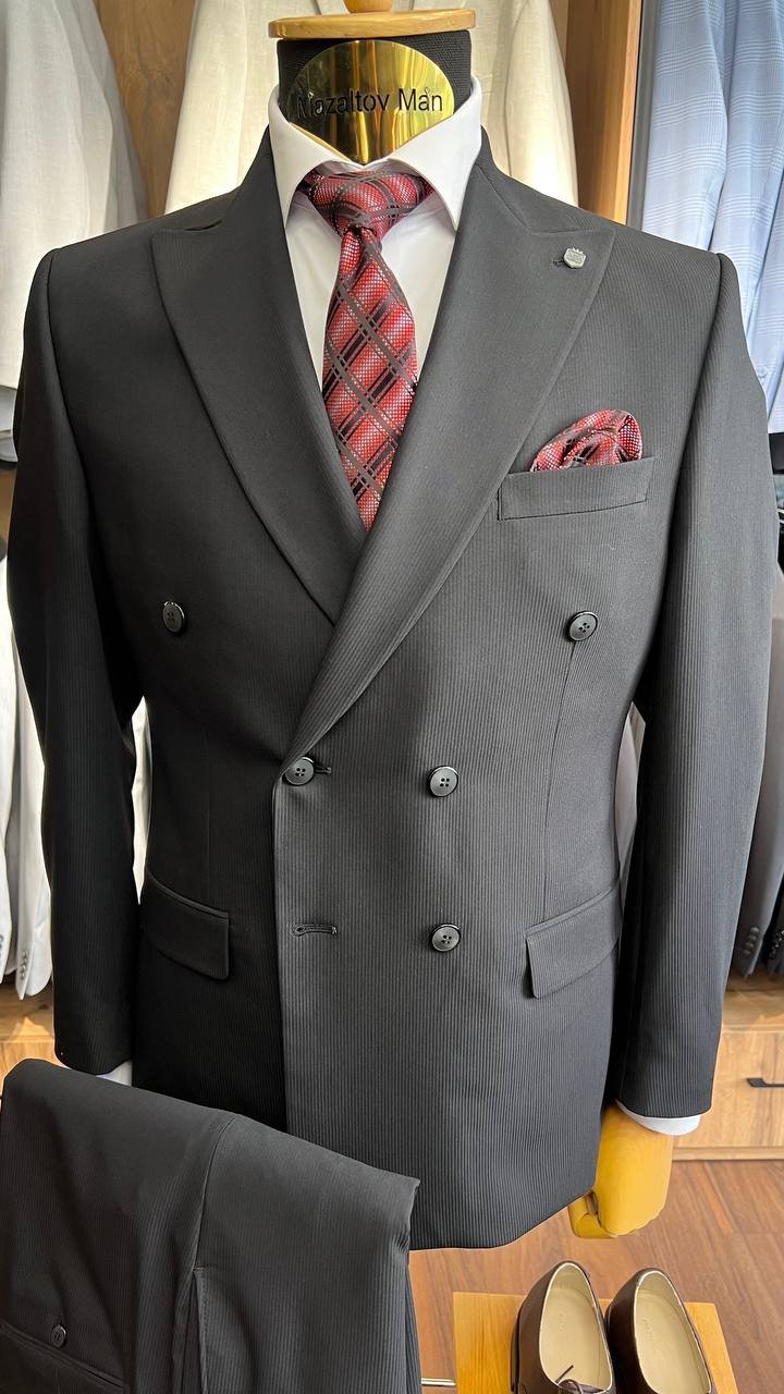 Костюм MAZALTOVMAN 2-ка Двубортный премиум Черный в полоску