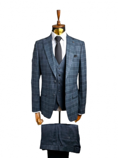 Костюм MAZALTOVMAN 3-ка Премиум Темно-зеленый в клетку