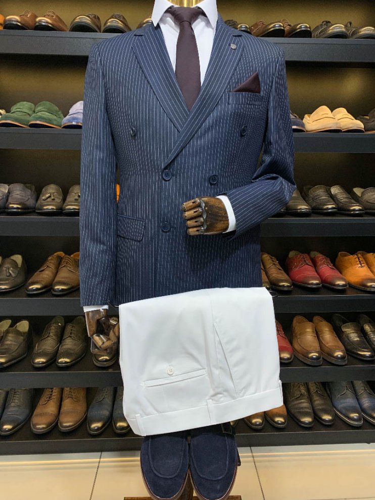 Костюм MAZALTOVMAN 2-ка Синий в полоску двубортный