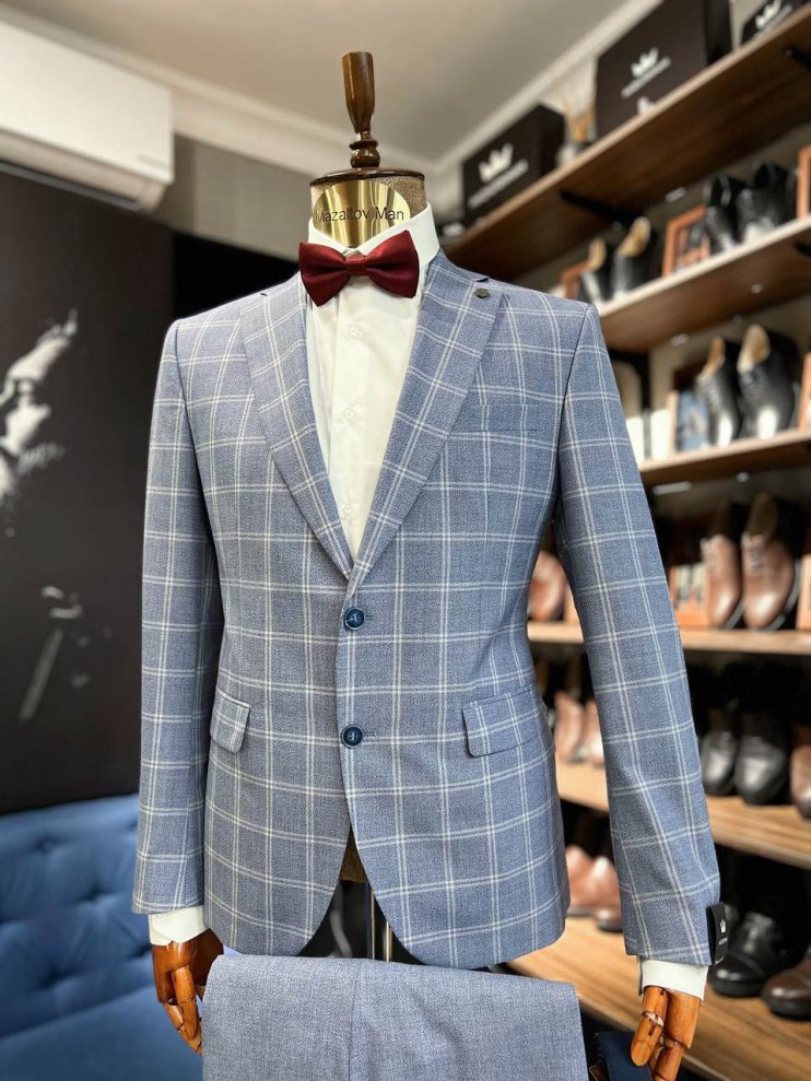 Костюм MAZALTOVMAN 2-ка премиум Голубой в клетку