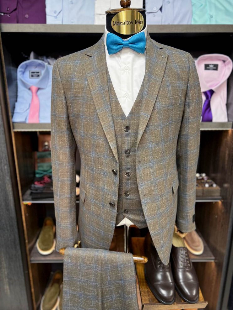 Костюм MAZALTOVMAN 3-ка Коричневый в клетку