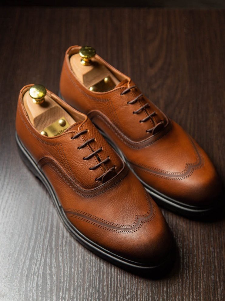 Оксфорды мужские светло-коричневые кожаные