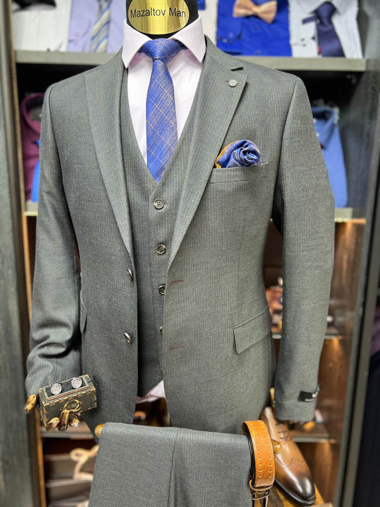 Костюм MAZALTOVNAM 3-ка Серый в полоску